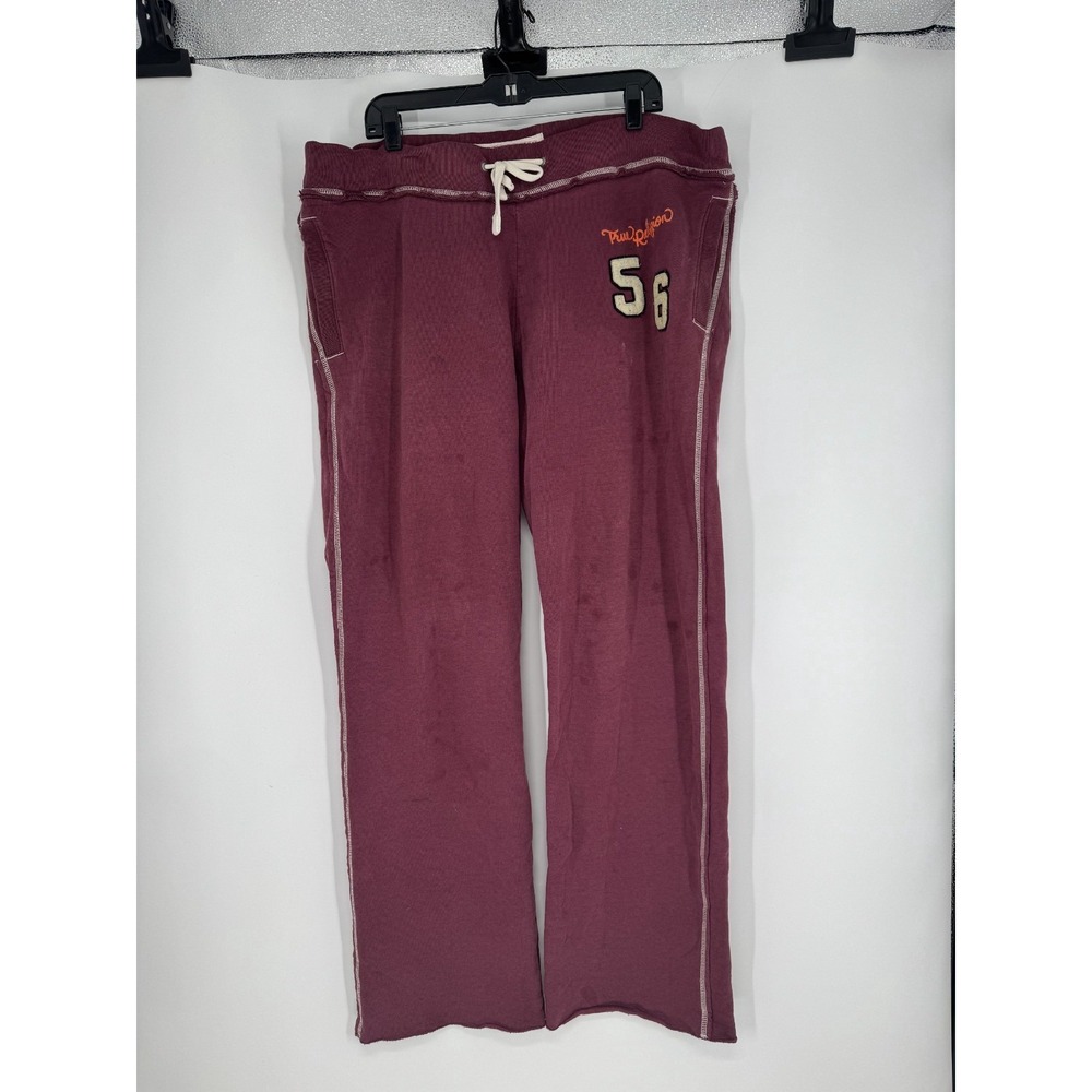 True Religion Baggy Sweatpants Straight Leg Mens 2XL Burgundy Fleece Maroon #56